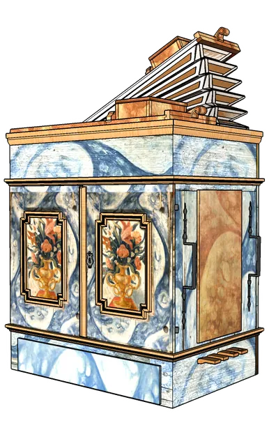 Malovaný varhanní portativ, před 1736
